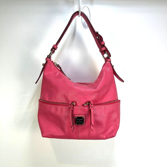 Dooney and Bourke Dillen Zipper Pocket Small Hobo Bag Pink Handbag Purse - Picture 1 of 11